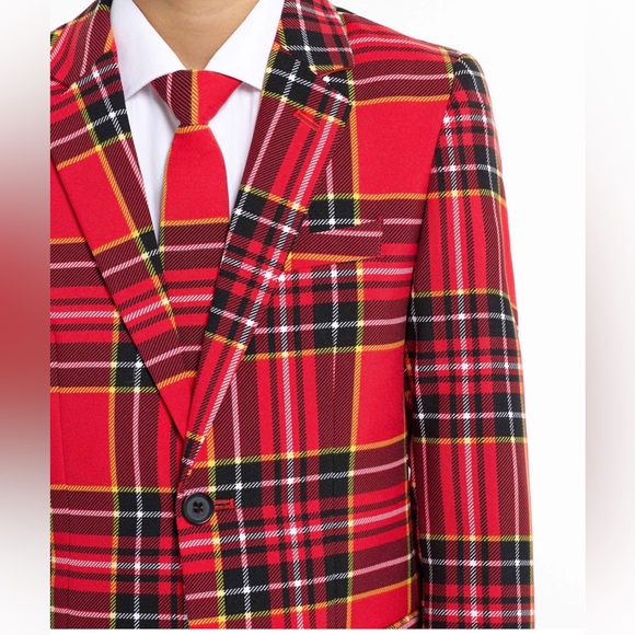 Teen OppoSuits The Lumberjack Christmas Red Plaid Suit Jacket Pants Set Size 14 - Picture 4 of 14